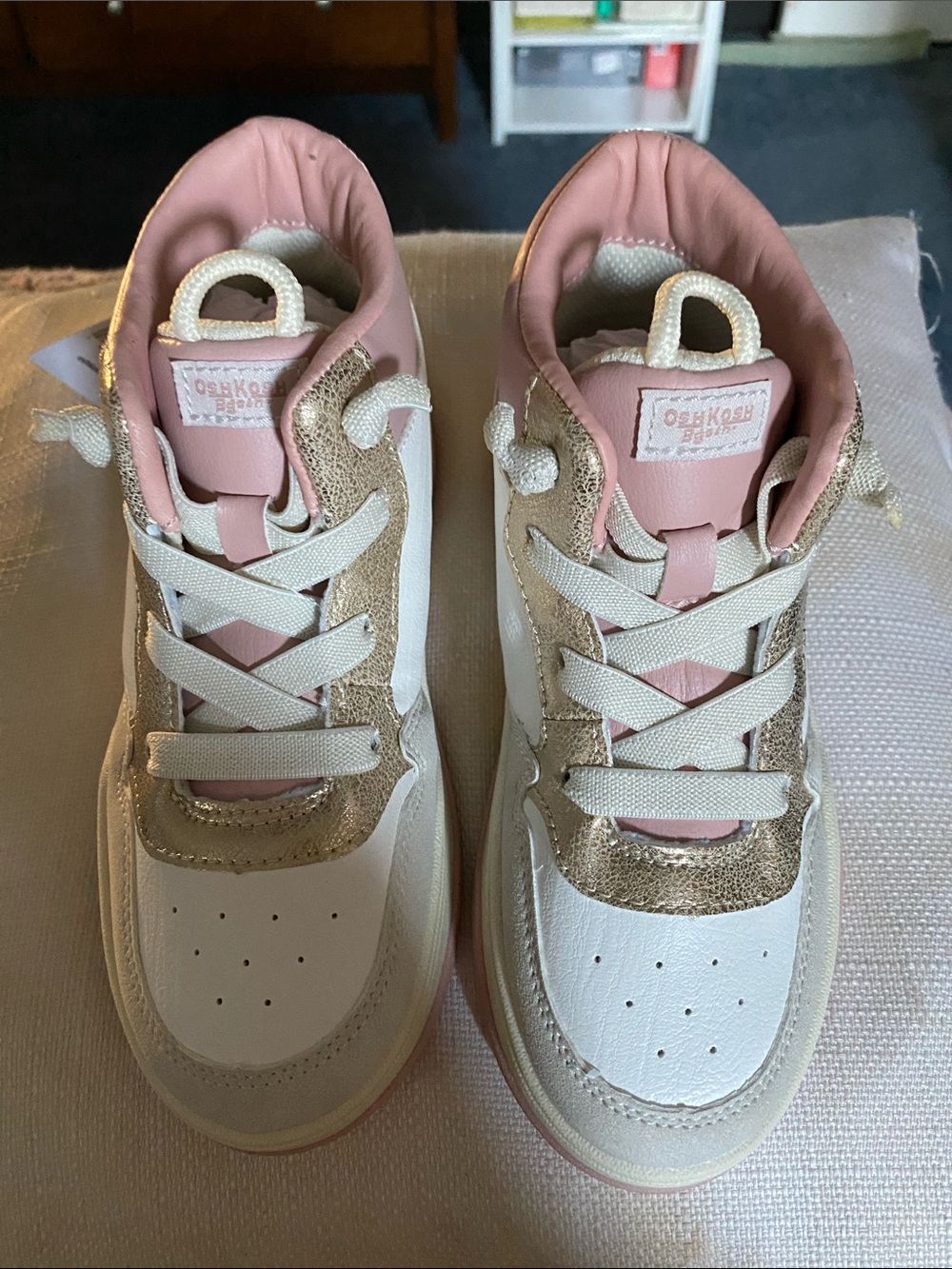 OshKosh B'gosh White, Pink & Gold Kids High-Top Sneakers